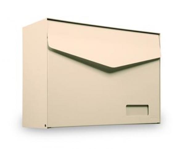 MEFA Briefkasten Letter (113) Elfenbein semi mat mit Namenschild RAL 1014 Wandbriefkasten